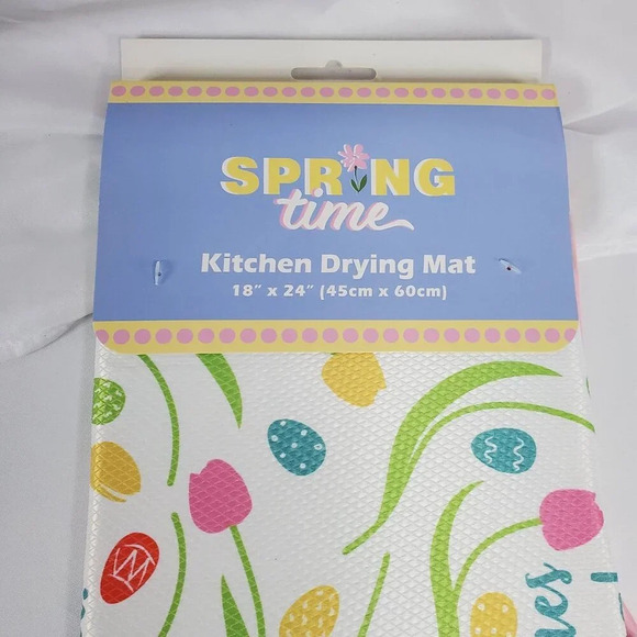 Easter Spring Time Kitchen Drying Mat 18"x24" & 3- 2 Pack Kitchen Towels New - Picture 2 of 10